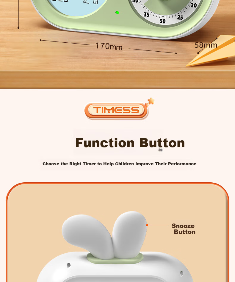 Timess Visual Timer Alarm Clock for Students and Children Smart Night Light Rechargeable Time Manager Live Streaming Timer Back to School Season 14