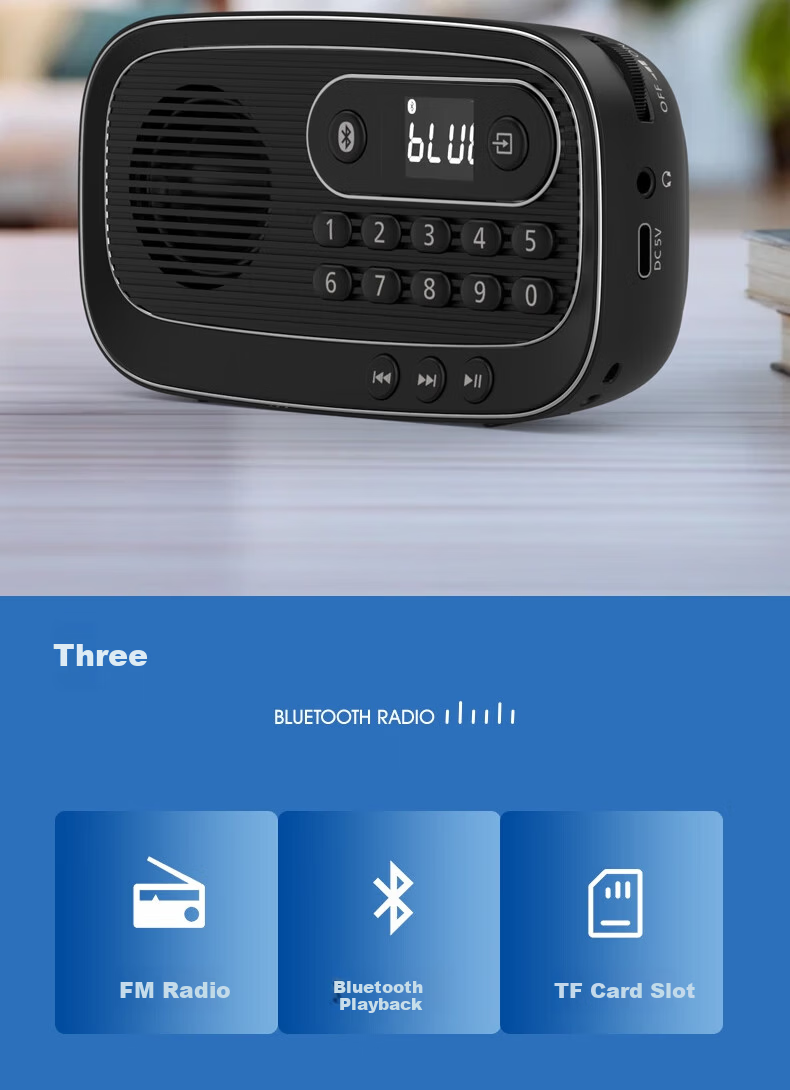 PHILIPS Portable Multifunction Radio Bluetooth Speaker FM Radio TF Card Player Elderly Dedicated New Outdoor Companion Rechargeable Digital Semiconductor TAR1100 2