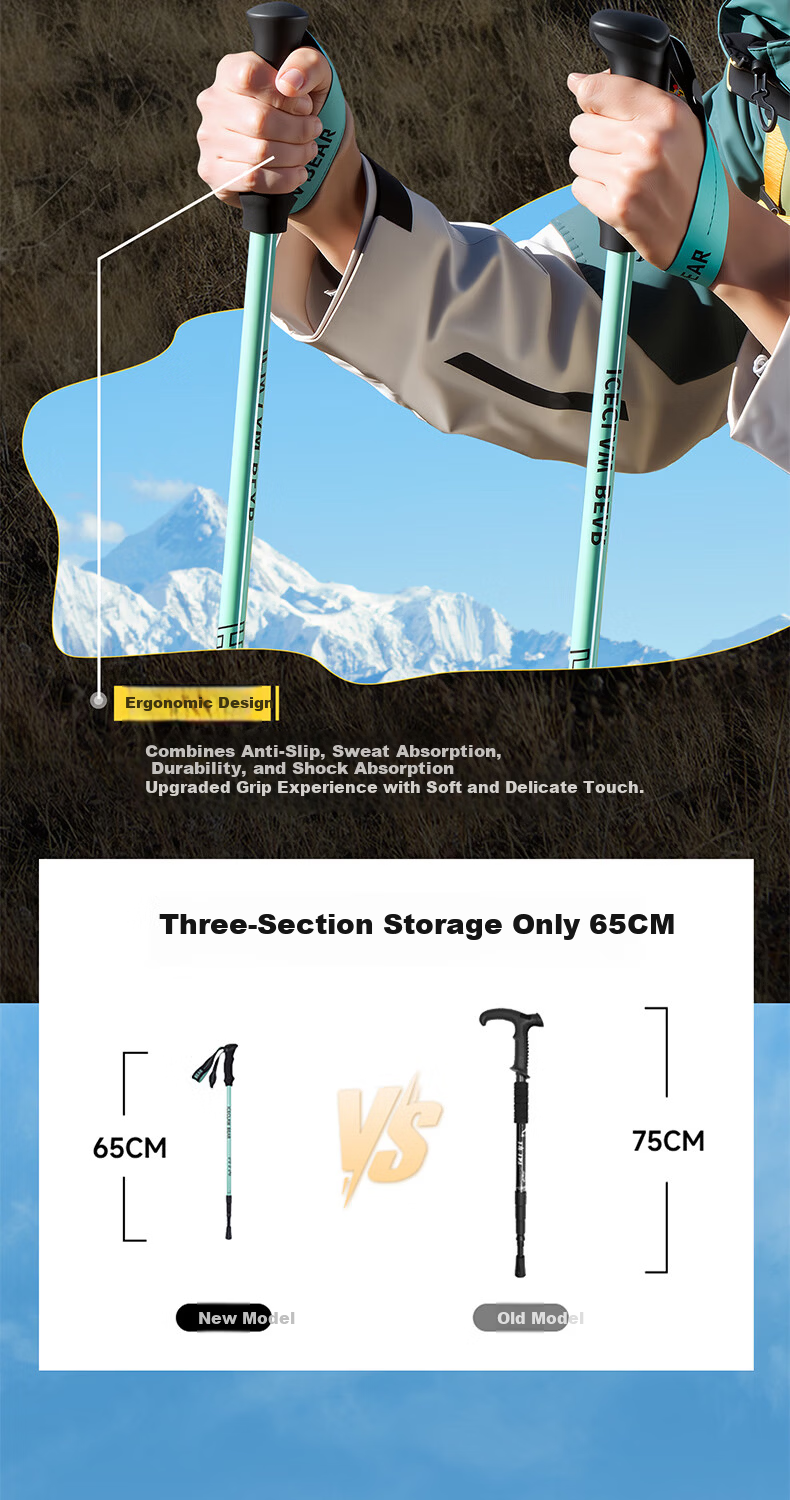 Tuteng Outdoor Hiking Pole Multifunctional Telescopic Walking Stick Ultra-Light Self-Defense Cane Mountain Climbing Staff Professional Trekking Gear 10