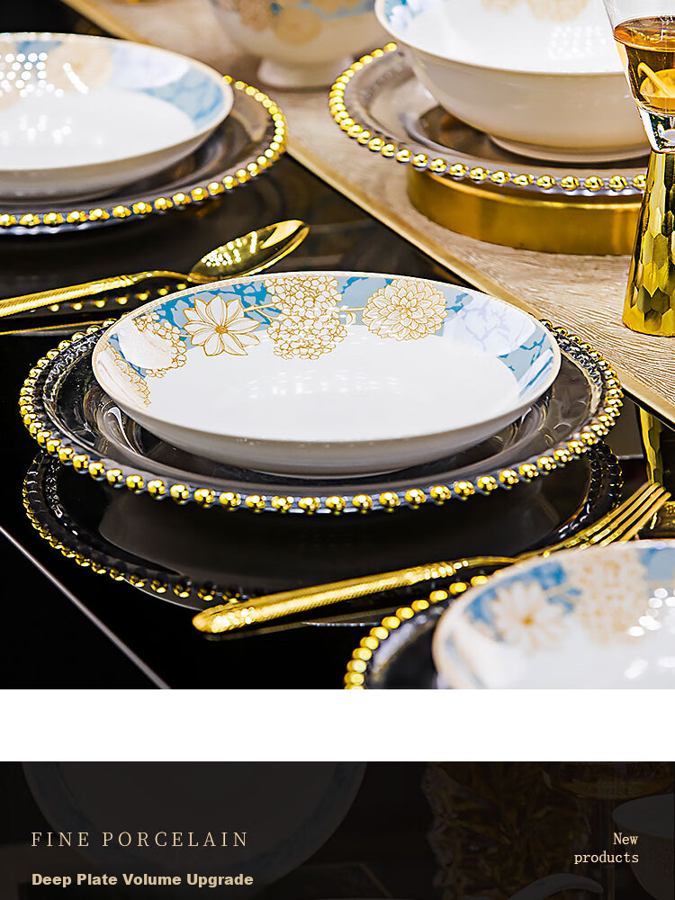 Pearson Jingdezhen Ceramic Dinnerware Set Autumn Melody 24-Piece Bowl and Plate Set Housewarming Gift 6