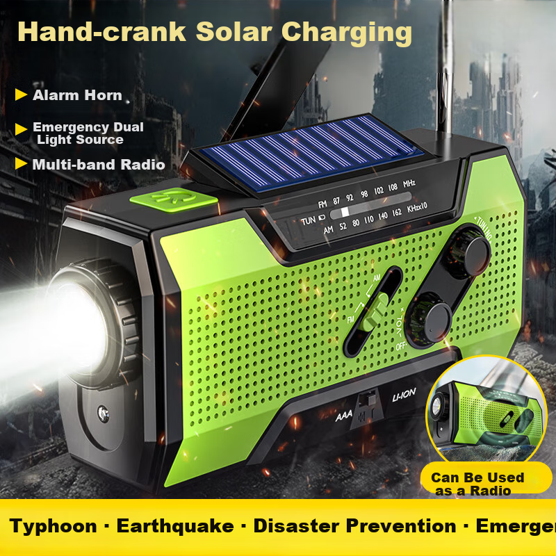 SHENYU Hand Crank Generator Radio Flashlight Emergency Outdoor Solar Multifunctional Charging Equipment Lighting Lamp
