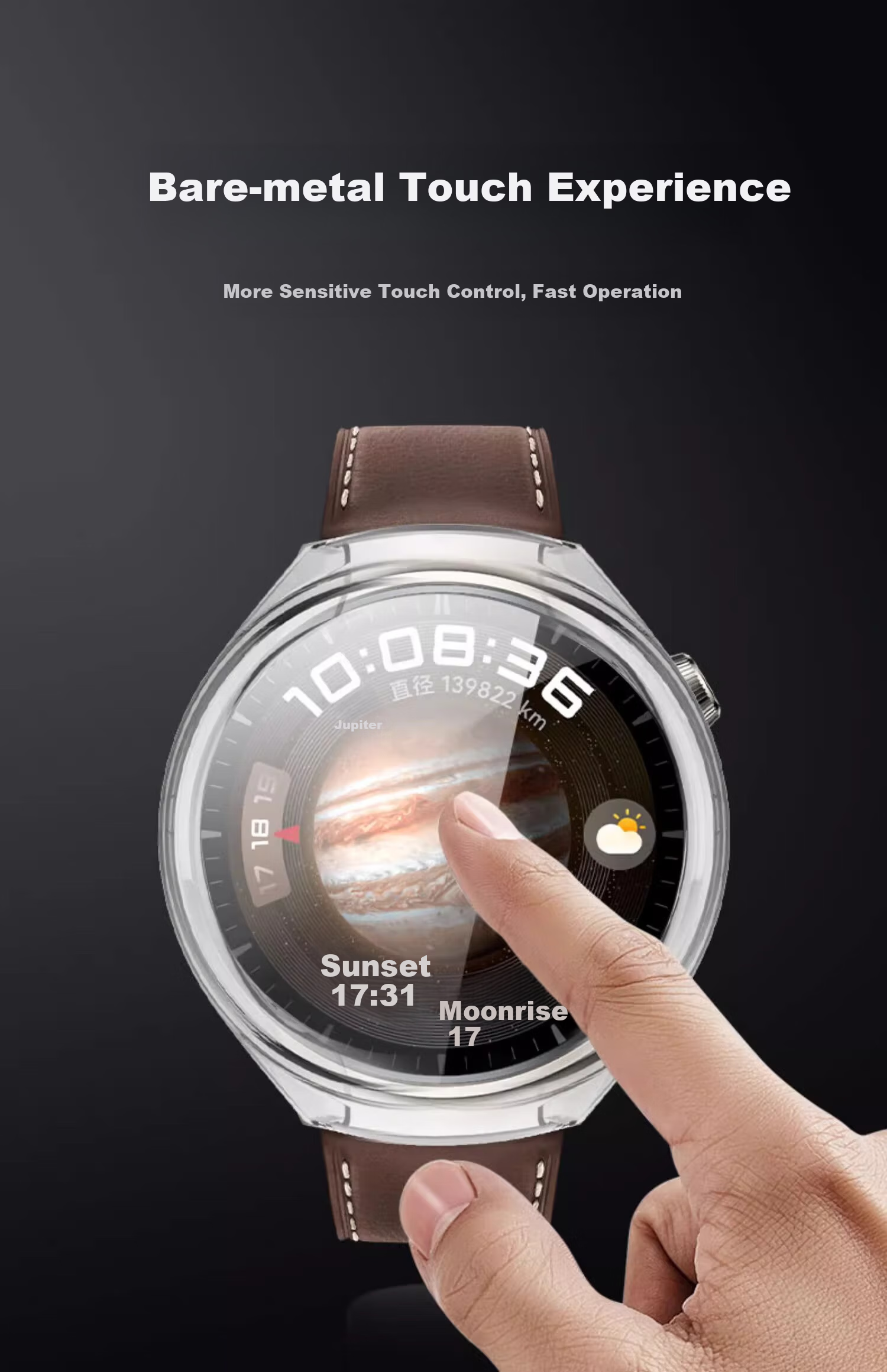 CHENSONG Huawei Watch 5 46mm PC Tempered Glass Protective Case - Transparent Shockproof and Wear-Resistant Cover 5