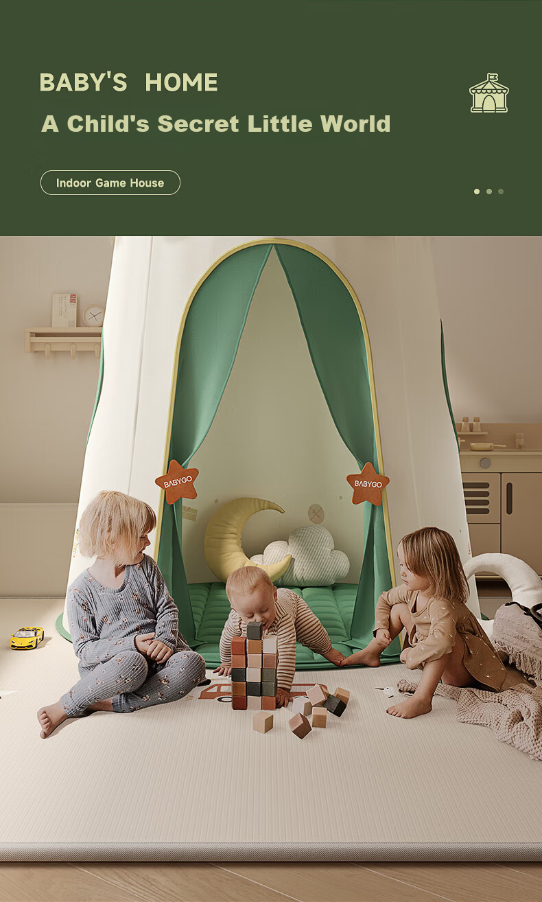 BG-BABYGO Kids Indoor Tent Playhouse Princess House Baby Outdoor Camping Small House Boys Girls Birthday First Year Gift 5
