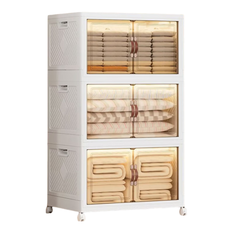 Youjialiangpin Foldable Storage Cabinet, No Installation Required, Children's Wardrobe, Snack Storage Cabinet, Kitchen And Living Room Organizer, Miscellaneous Item Storage Box