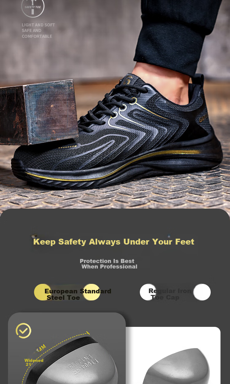 GUYISA Men's Summer Breathable Steel Toe Anti-Smash Anti-Puncture Ultra-Light Comfortable Safety Work Shoes 3050 Size 42 7