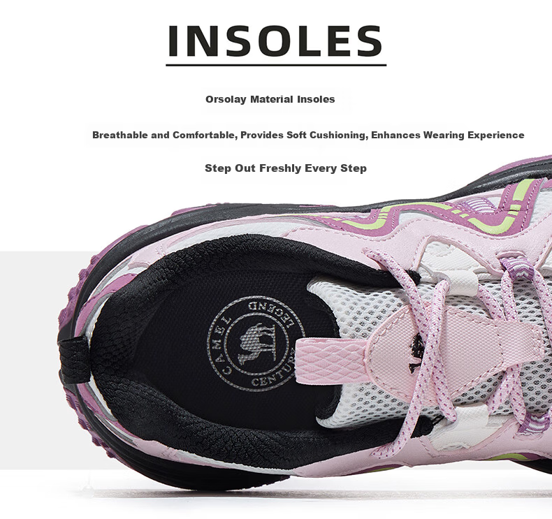 CAMEL Women's Retro Casual Mesh Breathable Dad Sneakers X25CX4L4035A Ivory Pink Size 39 17