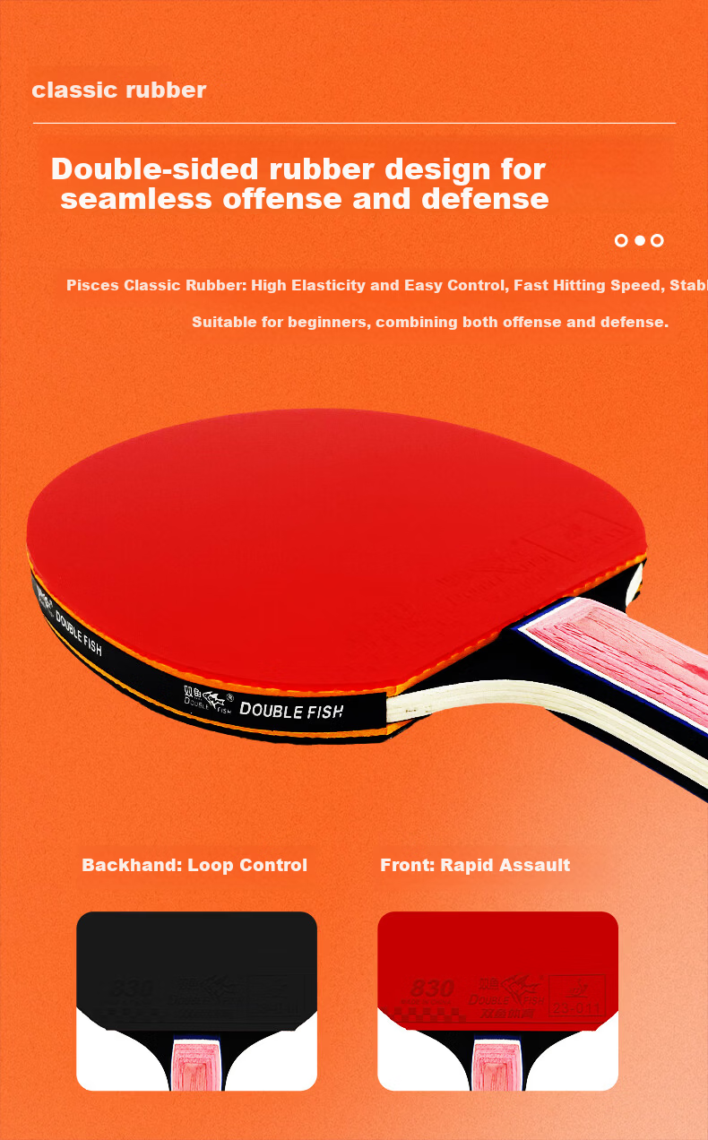 DOUBLE FISH Penhold and Shakehand Beginner Training Student Youth High Elasticity Sponge Table Tennis Paddle Competition Racket 7