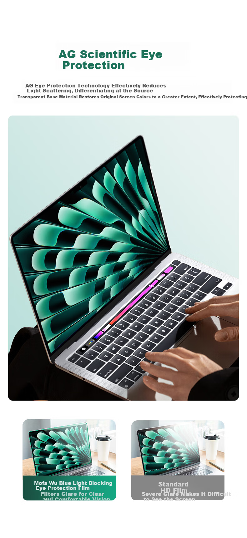 Memebox Magnetic Eye Protection Screen Film for 14-inch MacBook Pro M4/M3, Compatible with 25 Models, Blue Light Protection, HD Screen Protector for Apple Air 14.2 M2 Laptop 3