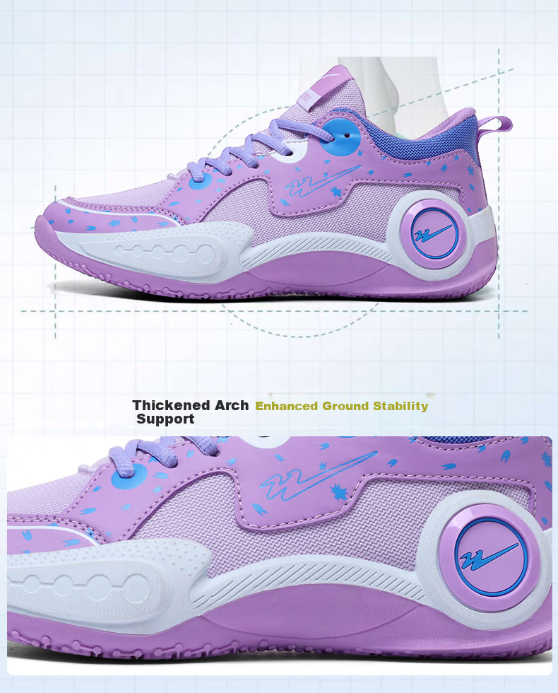 Shuangxing Men's Low-Top Basketball Shoes Breathable Non-Slip Shock Absorption Youth Sports Sneakers Pink Size 36 4