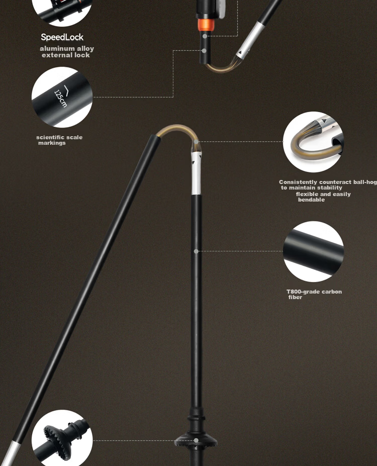 Pelliot Wing Pro Outdoor Hiking Pole T800 Carbon Fiber Telescopic Folding Trekking Stick 165036012 Black 3