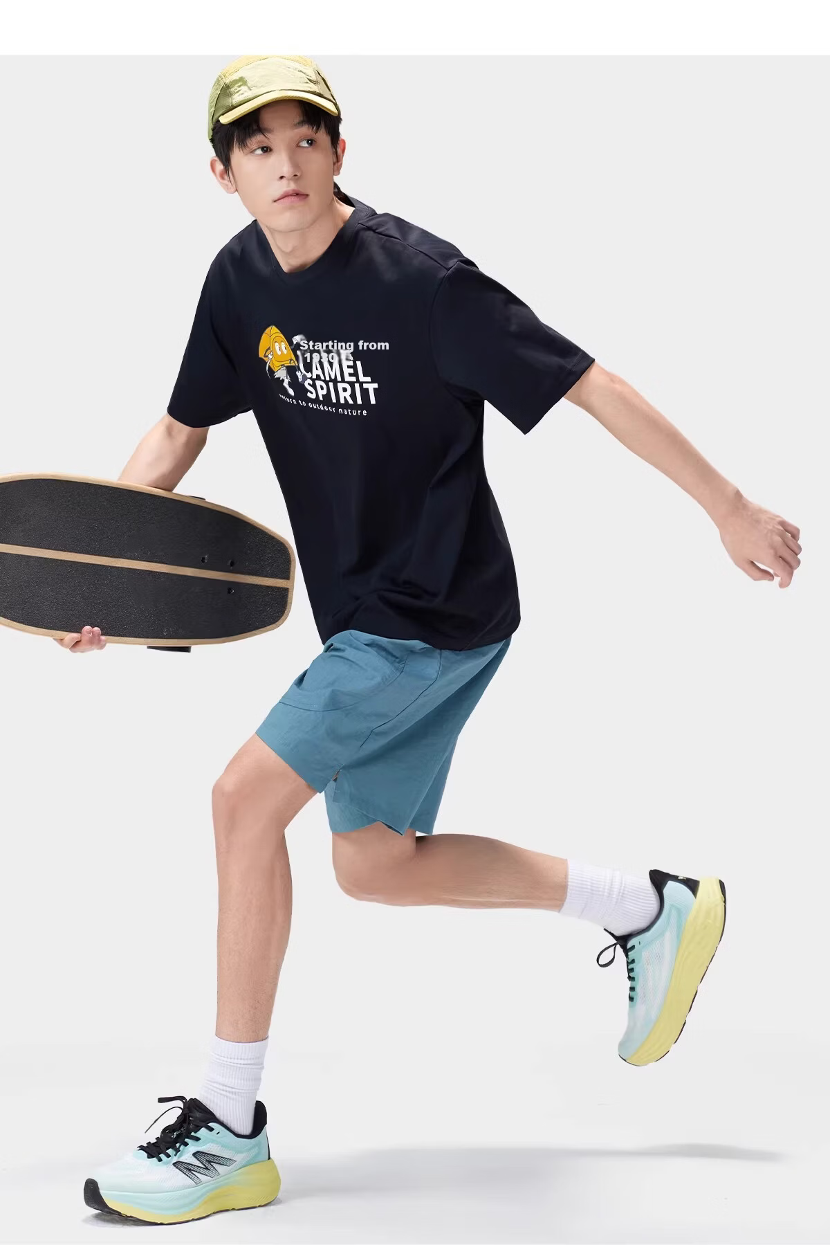 CAMEL Outdoor Quick-Dry T-Shirt Unisex Spring Summer Breathable Moisture-Wicking Printed Cotton Hiking Mountaineering Sports Top 8054 14