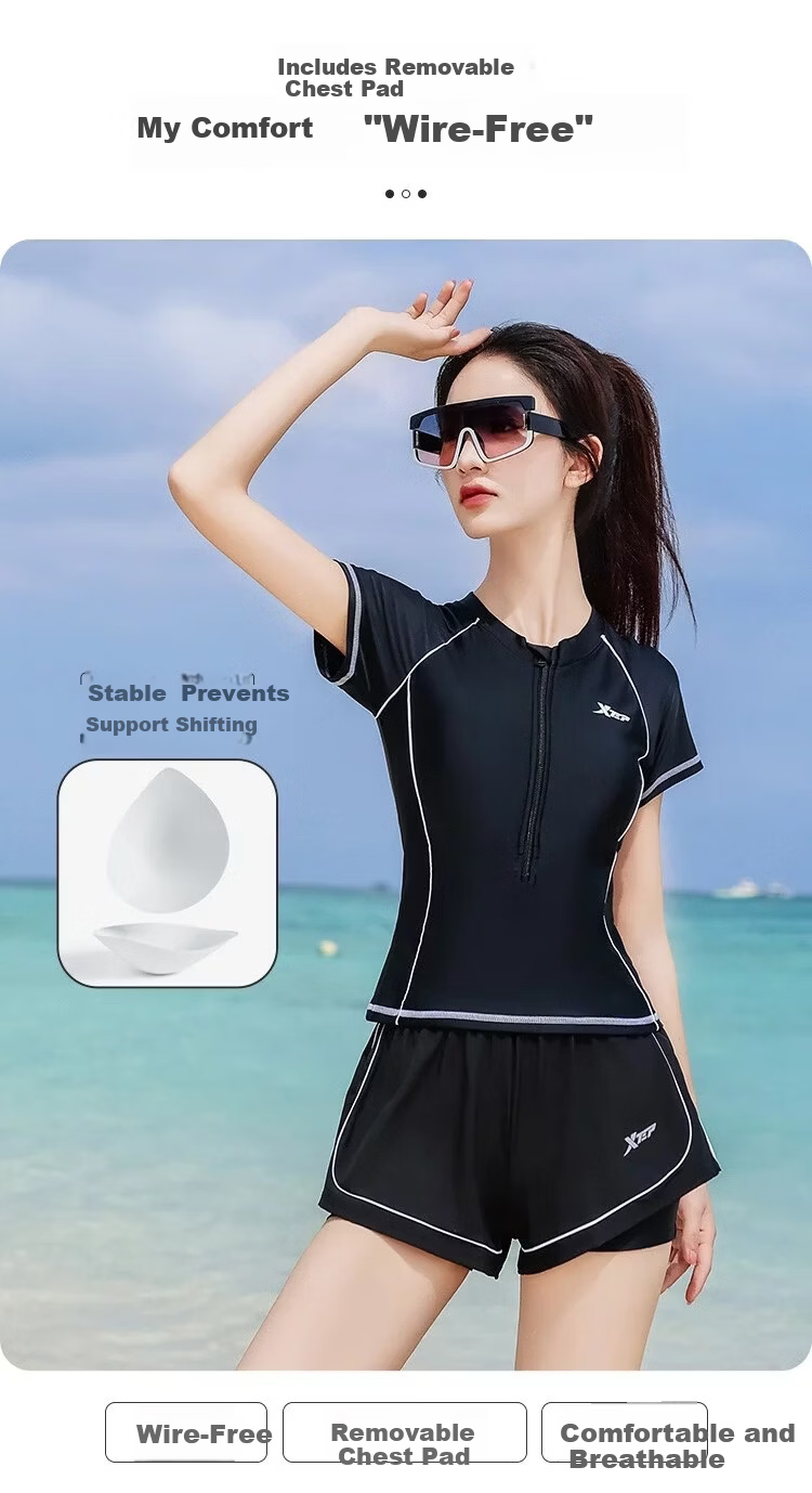 Xtep Premium Two-Piece Swimsuit Conservative Slimming Tummy Control Beach Sports Fashion Vacation Swimwear 4