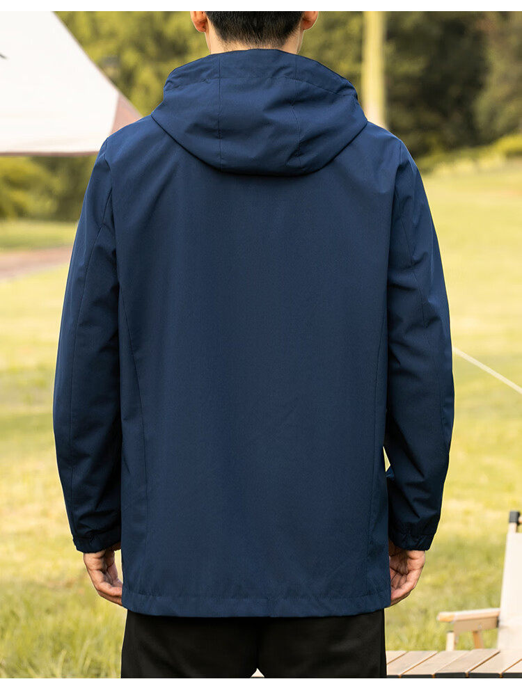 Caesar Men's Spring Hooded Zip-Up Jacket Windproof Thermal Casual Solid Color Coat 9
