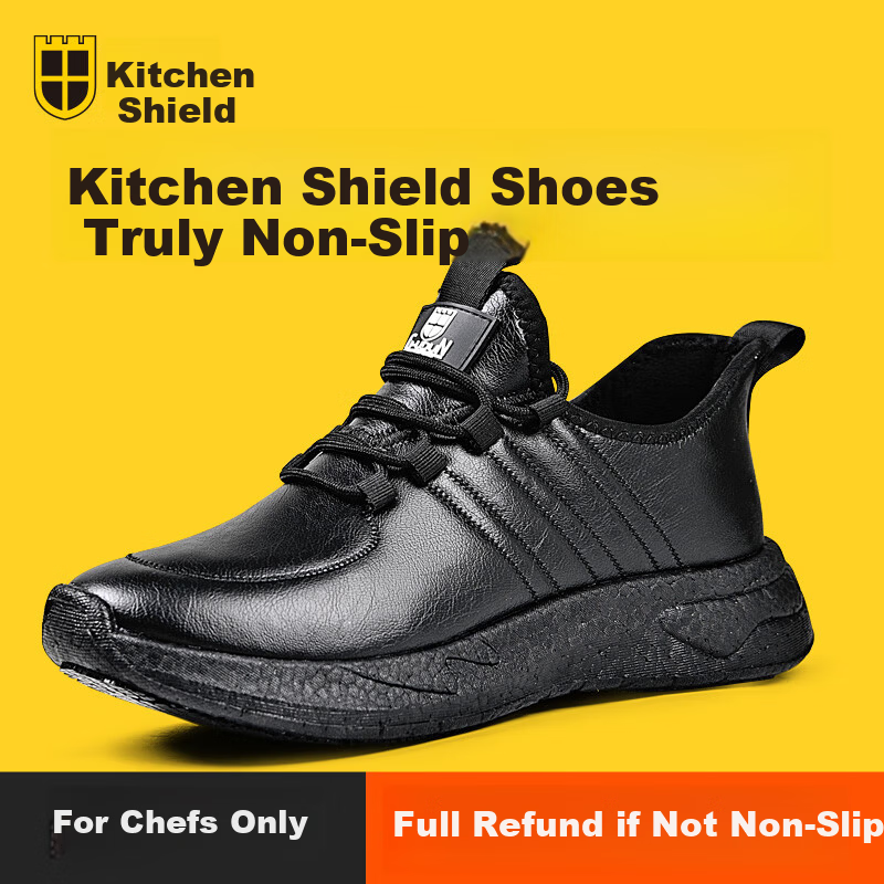 Chudun Men's Chef Non-Slip Shoes Autumn Winter Black Kitchen Chef Shoes Waterproof Oil-Resistant Work Shoes Black Size 38