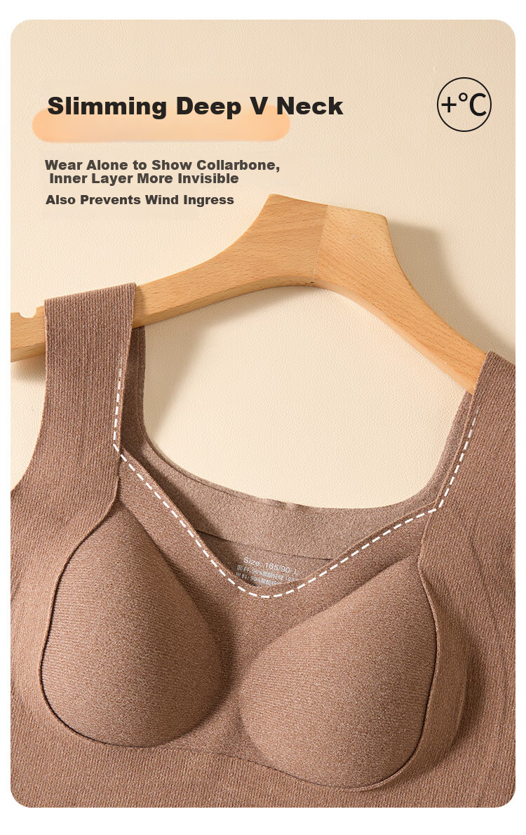 Ordifen Women's Thermal Vest with Chest Pad, Faux German Velvet Fleece Lined Camisole Bra, Seamless Slim Fit Base Layer for Autumn and Winter 15