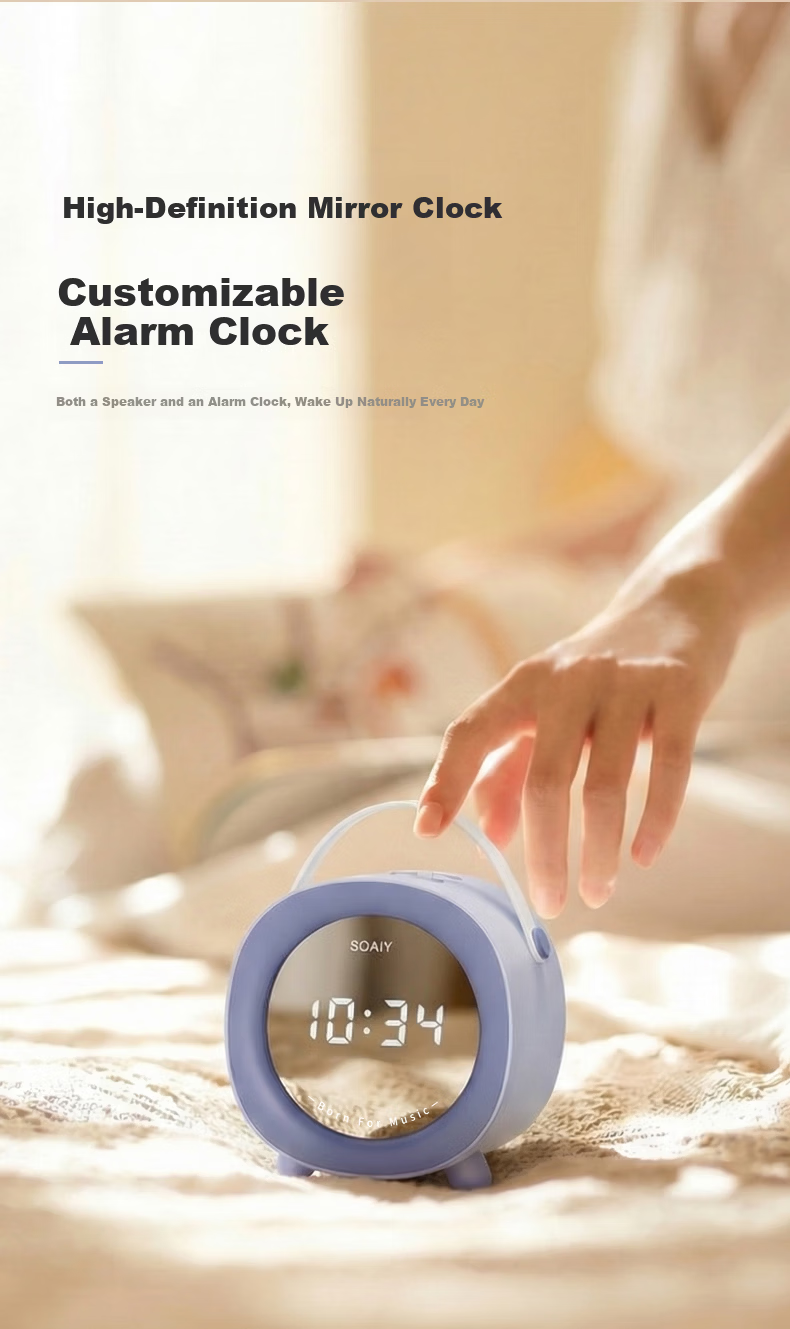 Soaiy SK60 Alarm Clock Speaker, Wireless Bluetooth Speaker, Refreshed Subsidy, Student Wake-Up Device, 2026 New Small Speaker, Desktop Subwoofer, Mini Bedroom Birthday Gift for Girls 2