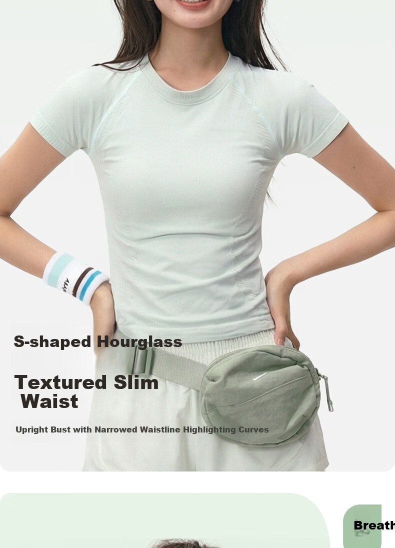 Xueqiman Women's Yoga Short Sleeve Summer Quick-Dry Slim Fit Stretch Sports Top Pilates Running T-Shirt 6