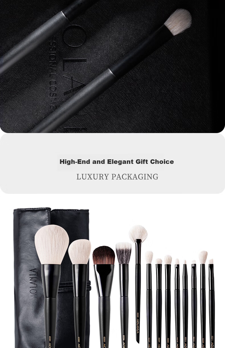 AOLANLA Ink Shadow Makeup Brush Set 13-Piece Foundation Eyeshadow Blush Brushes Portable Beauty Tools Holiday Gift 8