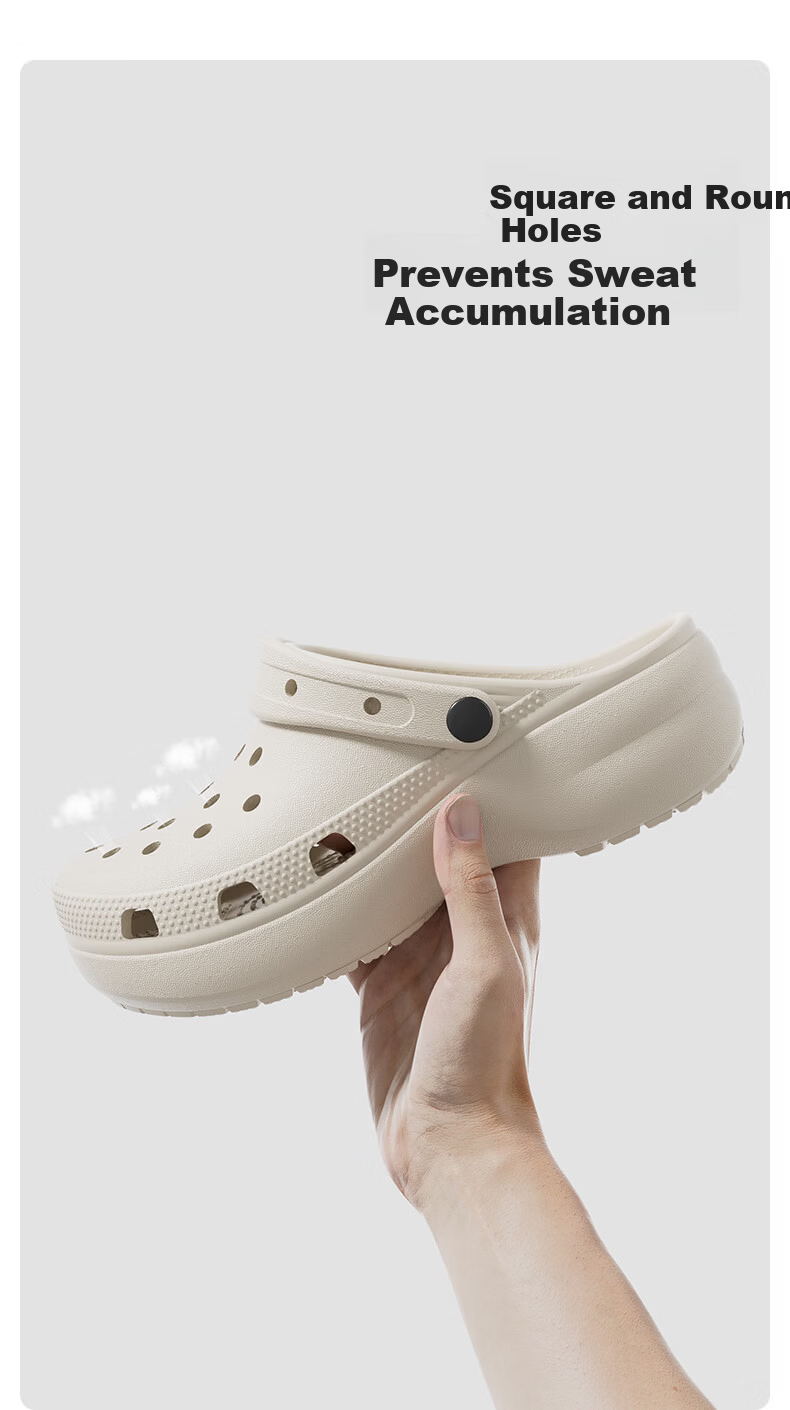 Genmai Height Increasing Thick Sole Clog Shoes for Women Summer Outdoor Non-slip Beach Sandals Comfortable Slippers White Size 39-40 5