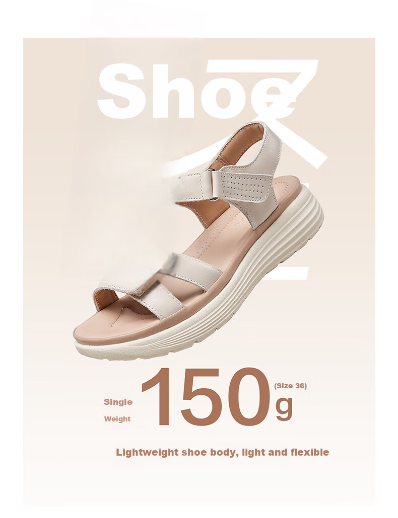Yierkang Women's Shoes, Fairy-Style Wedge Sandals, Perfect for Dresses, Beach Shoes, Thick-Soled Mom Sandals, 18074W, Beige, Size 35 8