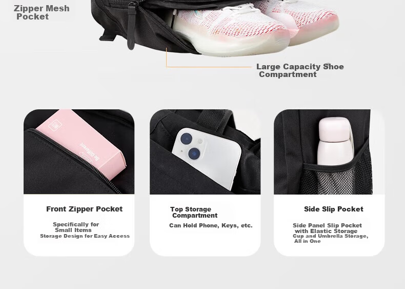 LI-NING Backpack Large Capacity Casual Travel Laptop Bag for Men Women Middle High School and College Students Sports Bag 6