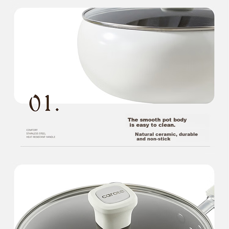 Carote Titanium Ceramic Non-Stick Wok Large Belly Pan 28cm Flat Bottom Stir-Fry Pan for Gas and Induction Cooktops 15
