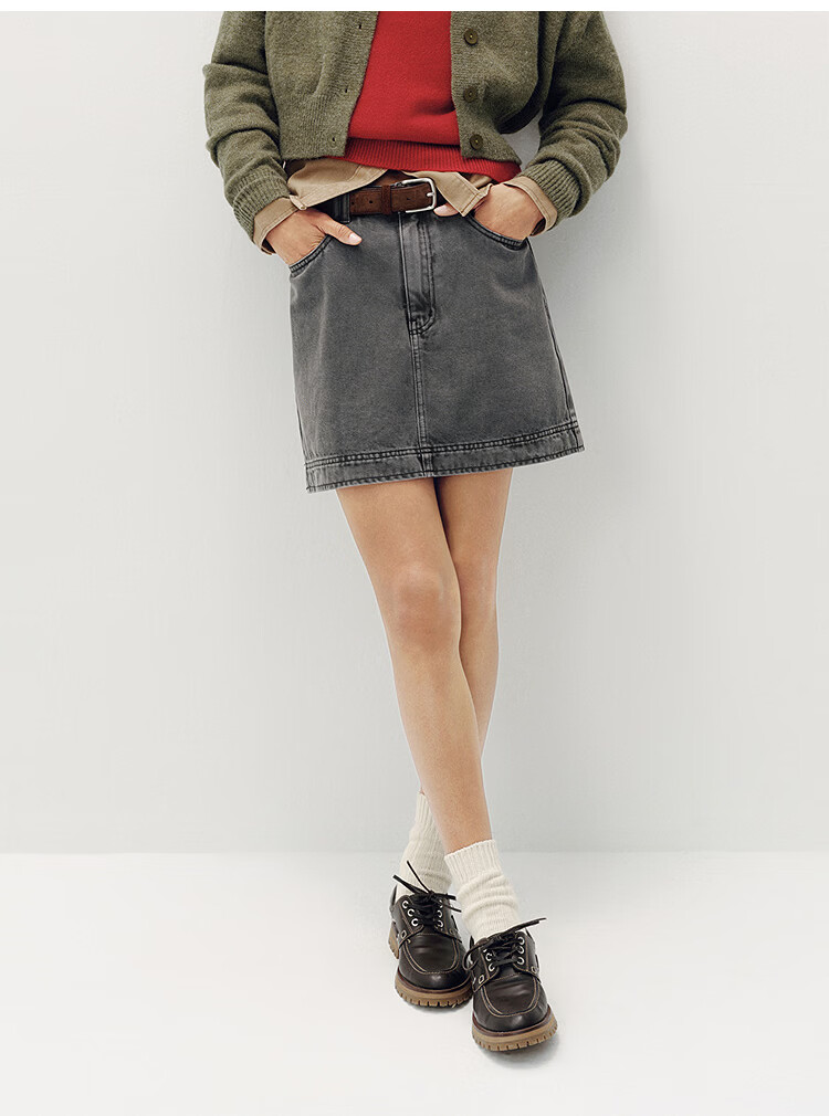Semir Women's Autumn A-Line Skirt Retro College Style Denim Mini Skirt 103525120002 23