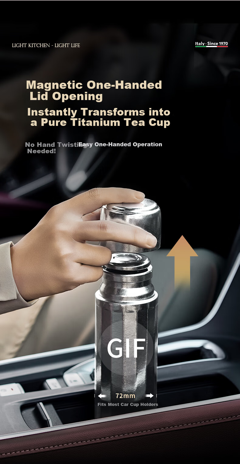 Alluflon Pure Titanium Insulated Tea Infuser Cup High-End Tea Steeping Cup Tea Water Separation Health Preservation Gift Titanium Cup Ice Flower Silver 8