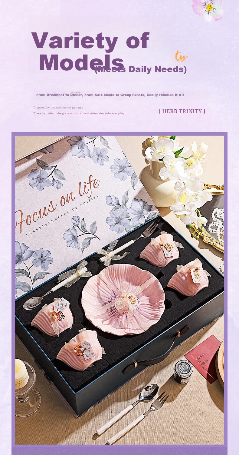 Modern Housewife Tableware Wedding Engagement Gift Set Bowls Plates Chopsticks Home Use 15
