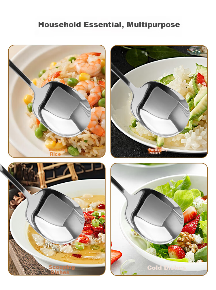 Banwu Life 304 Stainless Steel Serving Spoon Large Spoon Household Public Spoon Dish Spoon Soup Spoon Rice Spoon Watermelon Spoon Soup Spoon Ladle 9