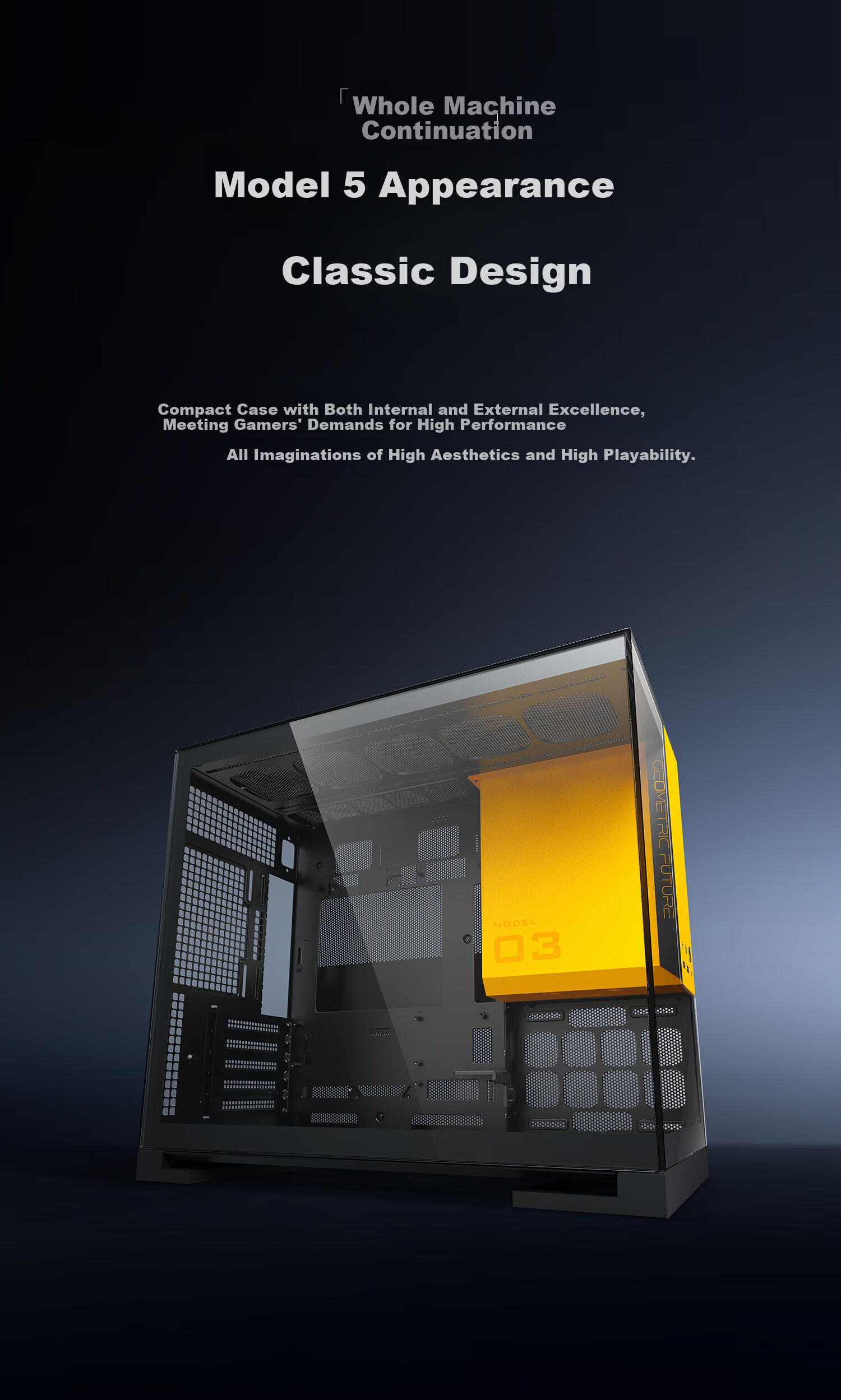GeometricFuture Model3 Nezha Computer Case Black Grey (Supports M-ATX Motherboard/50 Series Graphics Card/360mm Radiator/Seaview Case/Type-C Interface) 3