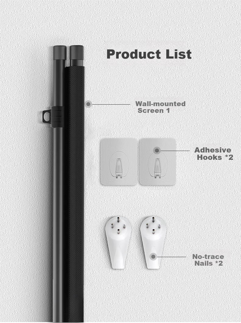 ASKE Projector Screen 100 Inch 16:9 Wall-Mounted Hanging Simple Projection Screen Compatible with JmGO, XGIMI, Dangbei, Xiaomi Projectors 10