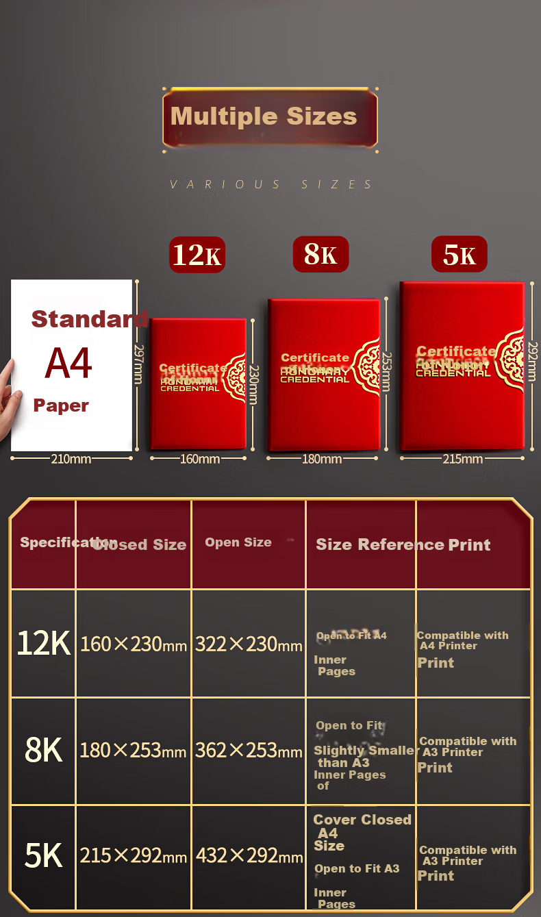 Jinzhi A4 Honor Certificate Set 5 Books + 16 Inner Sheets 12K Award Certificate Excellent Employee Award Shell Premium Gold Stamping Company Annual Meeting Recognition Certificate 4