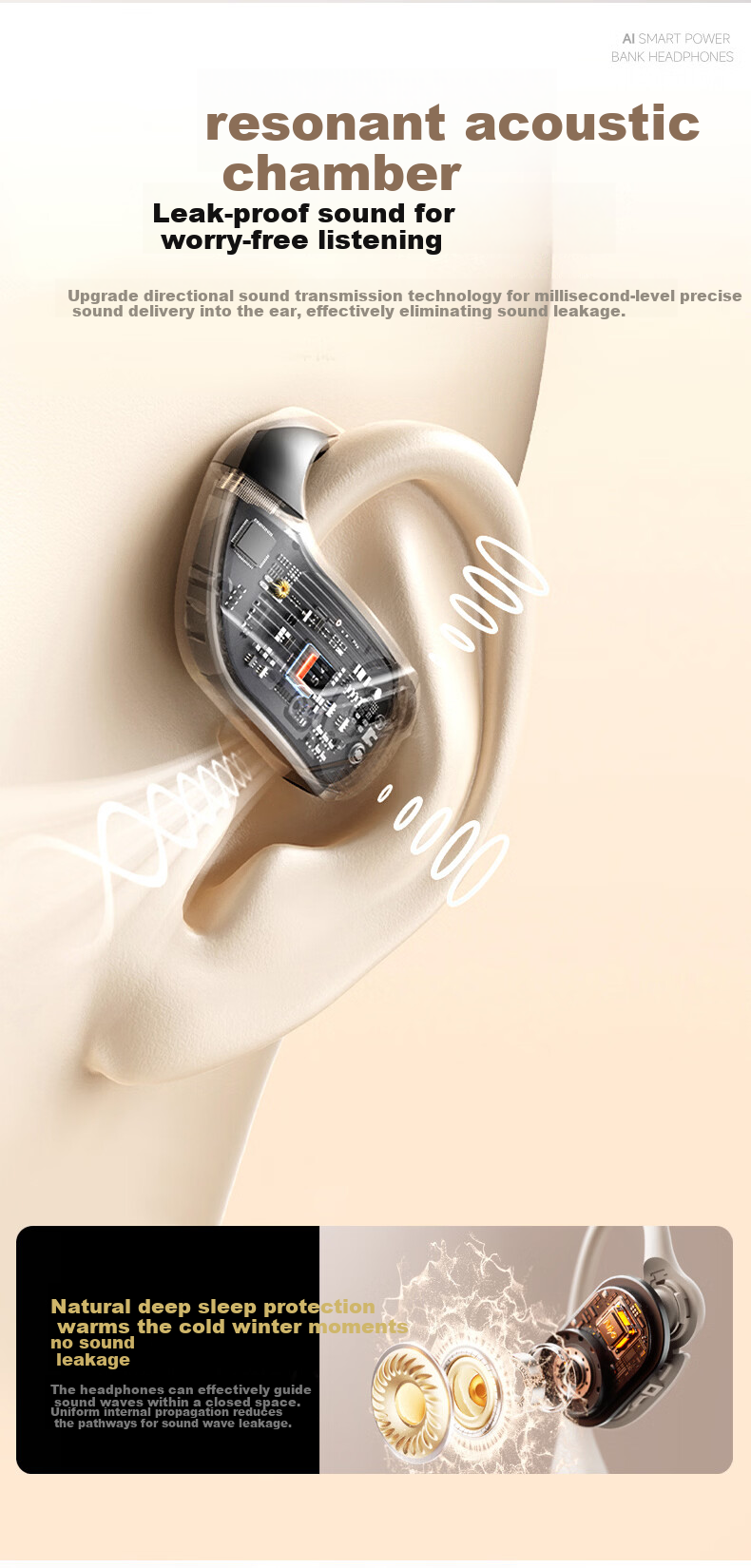 D.ROB D.ROB Clip-On AI Translation Wireless Bluetooth Earphones 2-in-1 Long Battery Life Compatible with Huawei Xiaomi Apple K75 Off-White 15