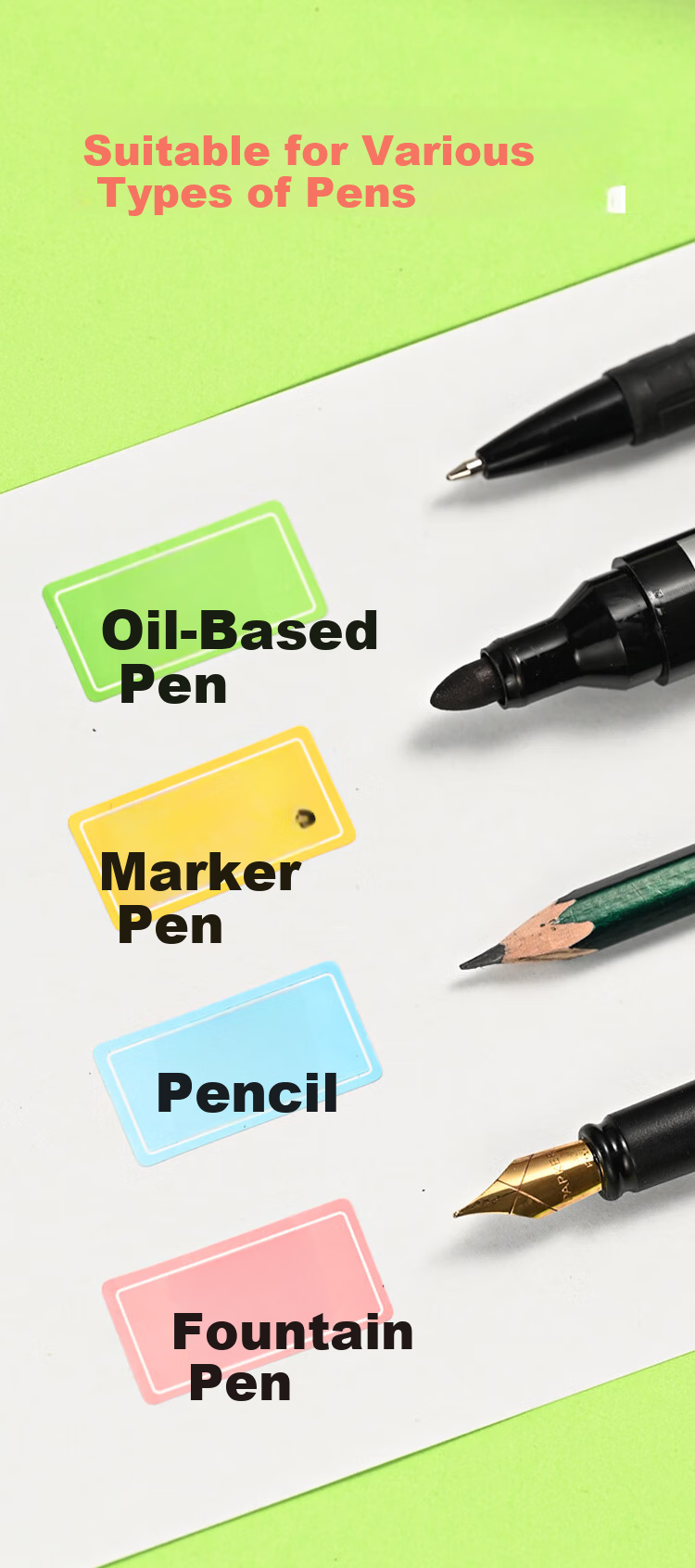 NVV Large Label Stickers 80pcs 60x30mm Adhesive Handwritten Self-Adhesive Colorful Name Price Tags Office Stationery Sticky Notes BL-06 8