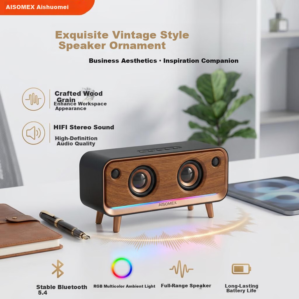 Aishuomei Vintage Bluetooth Speaker Premium Niche Desktop Ornament Gift for Men Women Friends Colleagues Partners Birthday 520 Creative Speaker B171