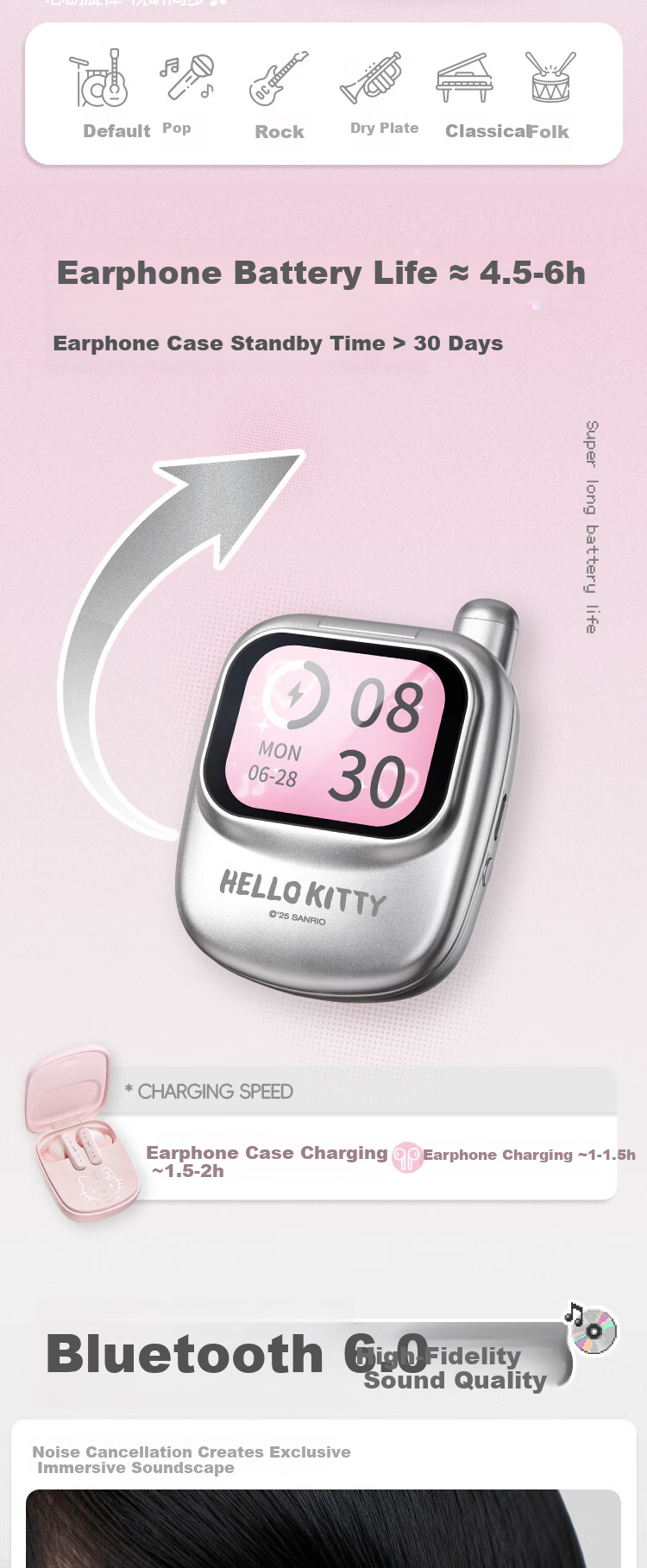 MARtube Hello Kitty Touchscreen Bluetooth In-Ear Earphones Cute High-Value Sanrio Kitty 2026 Latest Gift for Girls Birthday Graduation Children's Day 5