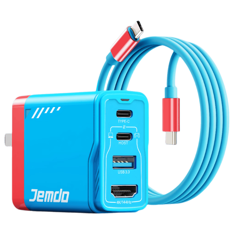Jemdo 65W GaN Charger Dock Adapter for Nintendo Switch 2 Portable OLED Dock Fast Charging Power NS Adapter HDMI Screen Casting Cable HDR Accessories