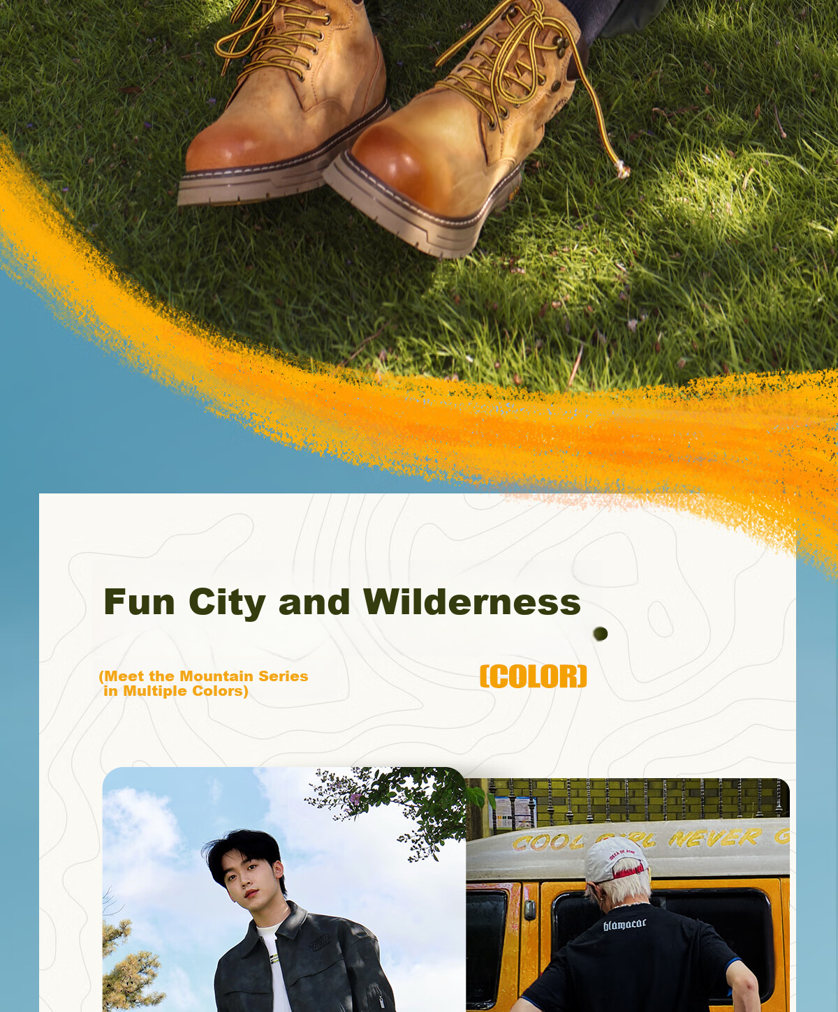 CAMEL Wang Junkai Style Martin Boots High-top Outdoor Workwear Yellow Boots Men GE122W7757T Golden Yellow Size 40 5