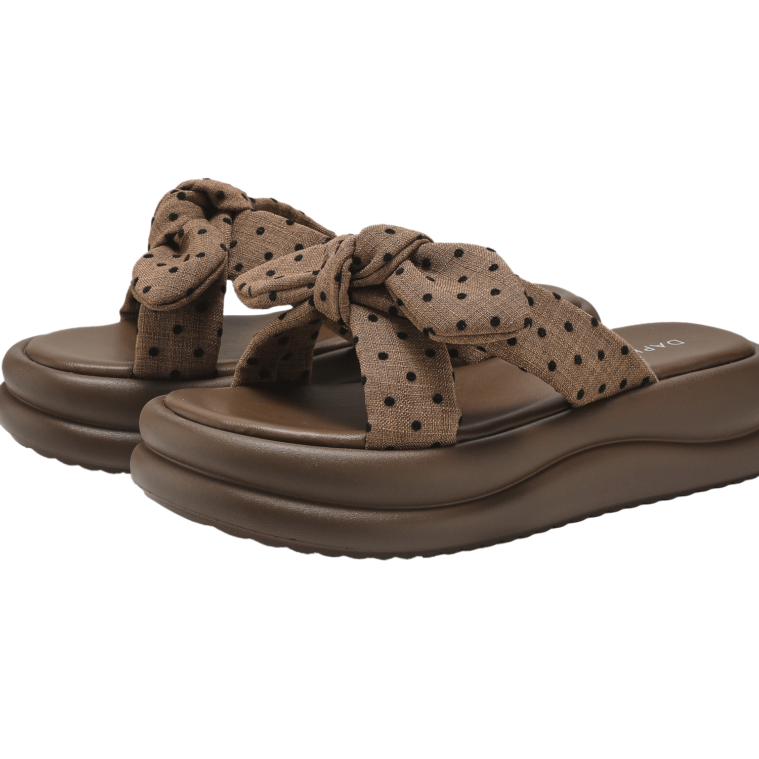 DAPHNE 2026 Summer New Polka Dot Bow Thick Sole Height Increasing Comfortable Outdoor Slippers for Women