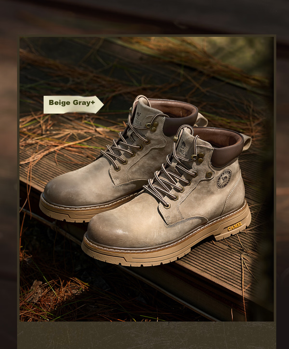 CAMEL Wang Junkai Style Martin Boots High-top Outdoor Workwear Yellow Boots Men GE122W7757T Golden Yellow Size 40 17
