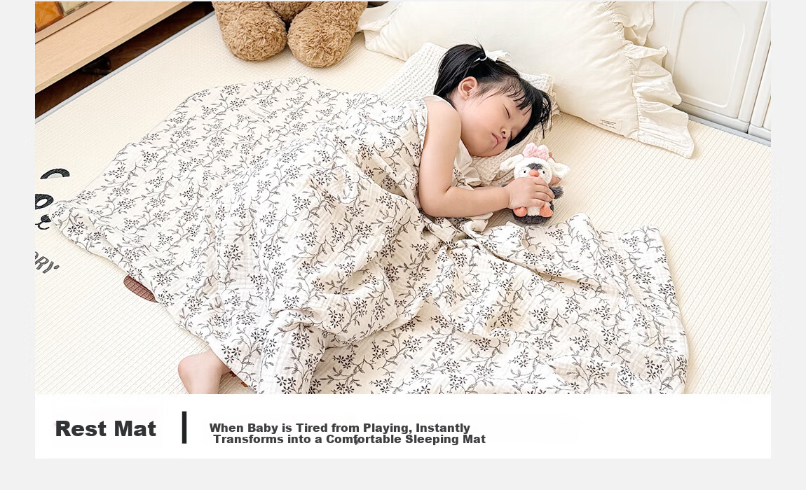 LUNASTORY Baby Crawling Mat Infant Play Mat Double-Sided Printed XPE Children's Picnic Mat 180*150*2cm 35