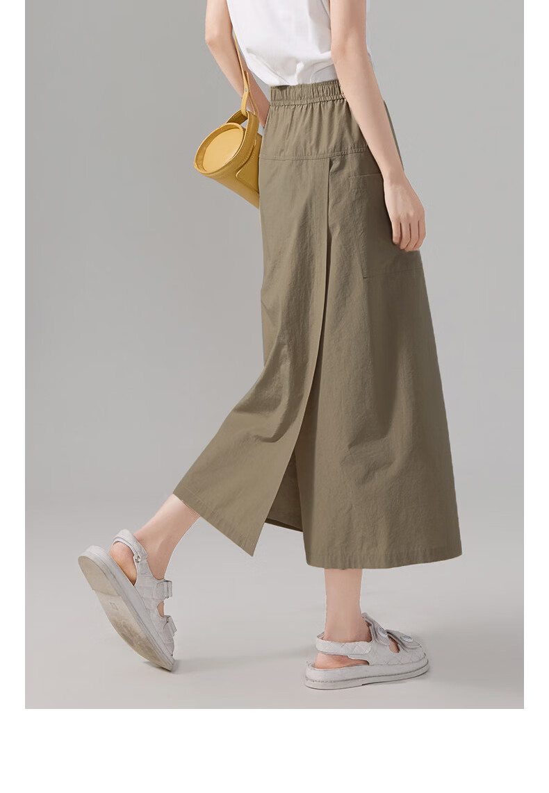 Langsha Yamamoto Women's Skirt Pants Summer 2026 New High Waist Slim A-Line Skirt Cargo Loose Casual Ice Silk Wide-Leg Pants 23