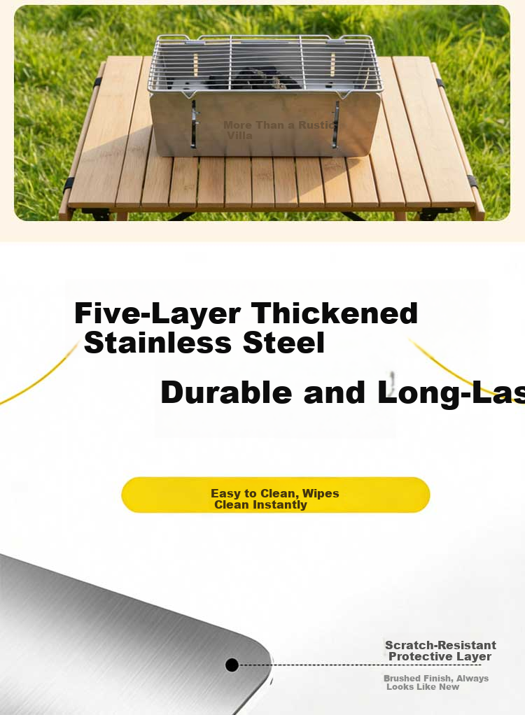 Beyond Wilderness 005 Briefcase BBQ Grill Portable Stainless Steel Outdoor Camping Stove (7-Piece Set) 5