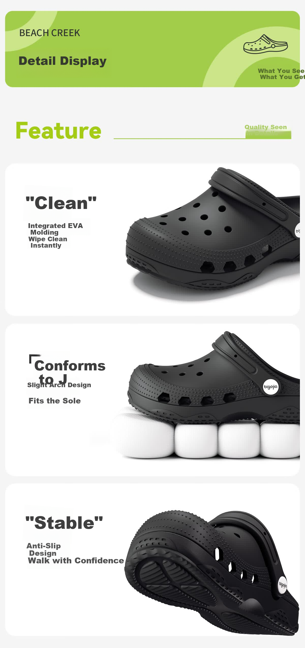 Big Size Men's EVA Breathable Anti-Odor Slip-On Clogs Non-Slip Thick Sole Outdoor Beach Water Shoes Arch Support Wide Fit 489 12