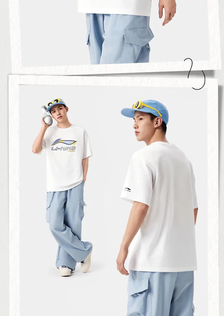 LI-NING Lightweight Breathable Men's Short Sleeve T-Shirt Casual Loose Fit Sportswear for Couples 8