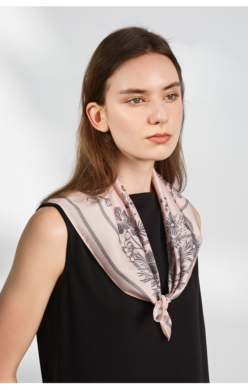 ELLE Modal Silk Scarf Women's Summer Fashion Versatile Casual Floral Print Square Neck Scarf New Gift 24