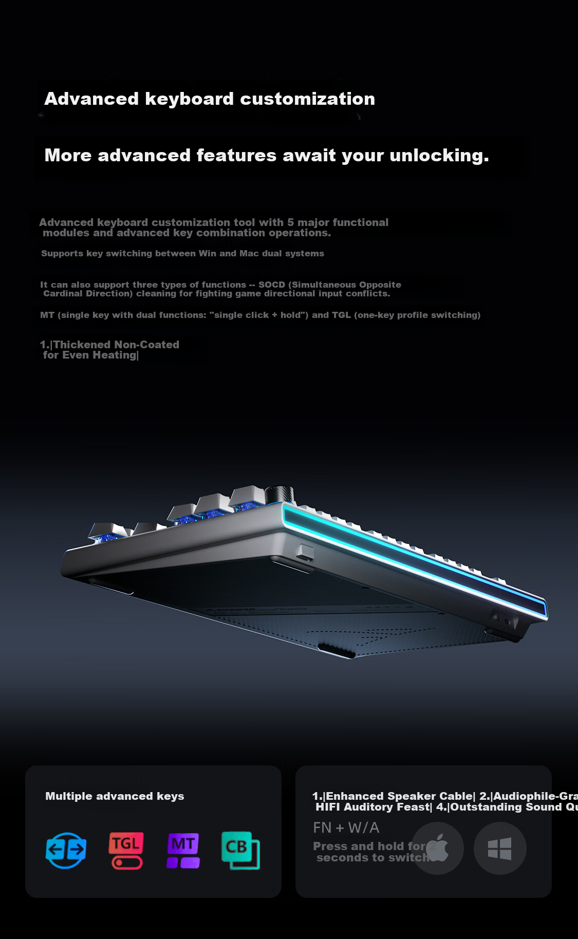 AUSDOM A87pro Wireless Mechanical Keyboard Dual 8K Low Latency Metal Knob Gaming Tri-Mode Semi-Aluminum Floating Structure RGB Lighting 87 Keys TTC Brother V2 Switches - Gray 10