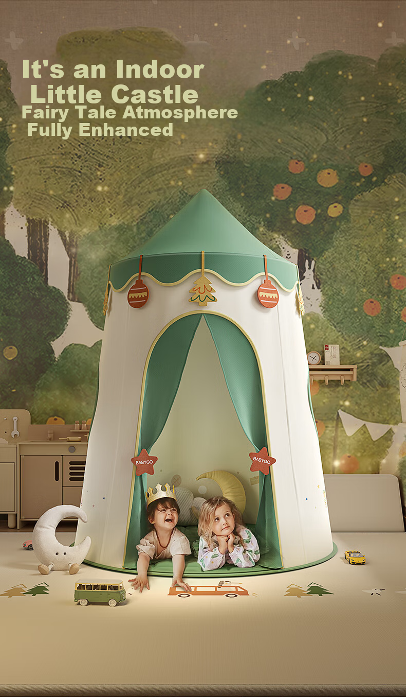 BG-BABYGO Kids Indoor Tent Playhouse Princess House Baby Outdoor Camping Small House Boys Girls Birthday First Year Gift 4