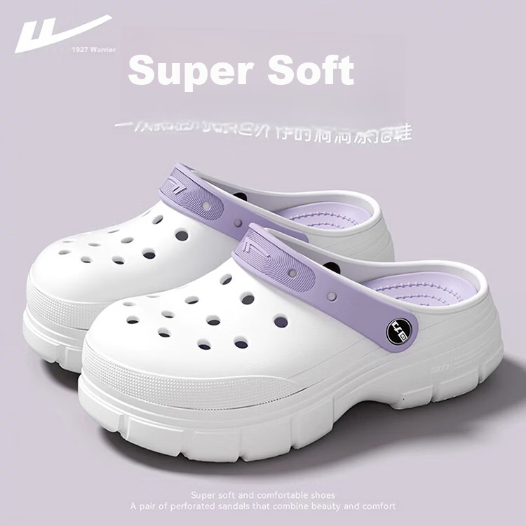 Warrior Women's Soft Thick-Soled Garden Clogs Outdoor Sports Beach Sandals SDJ-0603 White Purple Size 40 1